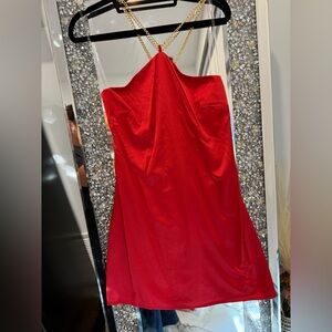 Elegant Red Strapless Dress